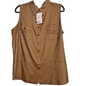 NWT LuLaRoe Women's Snap Tank Roxanne VEST/TANK TOP- KHAKI BROWN Size XL